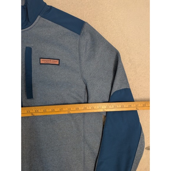 Vineyard Vines Men L Martha Vine Blue Mountain Fleece 1/4-Zip Pullover Sweater - Picture 5 of 9